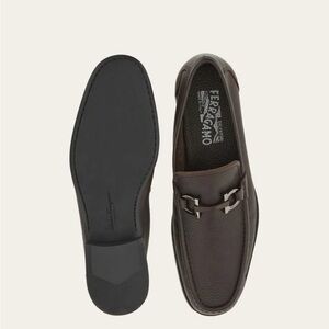 Salvatore Ferragamo Gancini Men's Dark Brown Leather Loafers